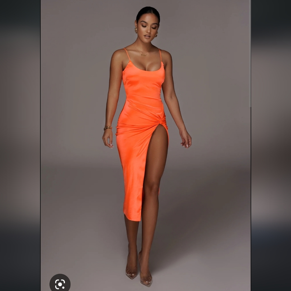 JLUXLABEL Orange Midi Dress